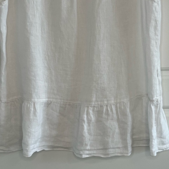 Francesca Bettini 100% Linen Sleeveless Eyelet Ruffle Hem Blouse Top Boho Medium - Picture 3 of 10